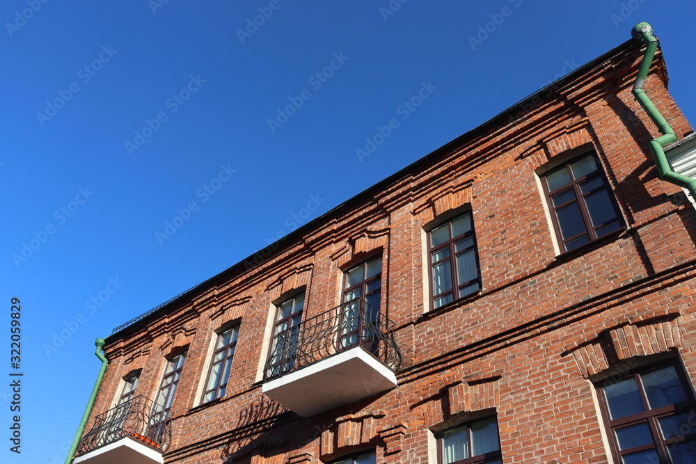 typical vintage russian house with windows
