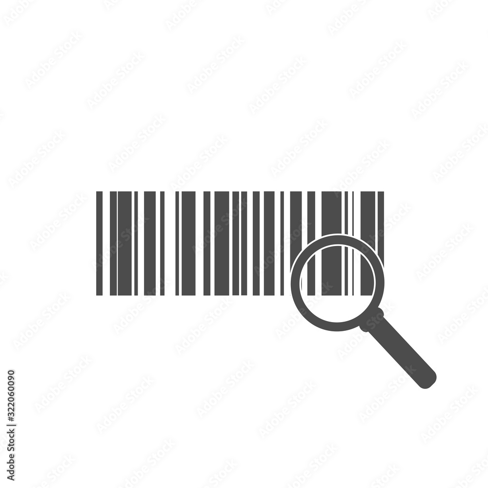 Flat barcode search icon vector. barcode template with magnifier. Flat barcode search icon vector. barcode template with magnifier.