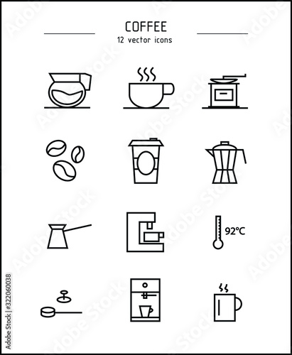 Coffee and coffee shop. Collection of vector icons
