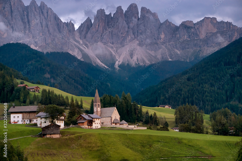 St, Magdalena village, val di Funes, Dolomites Alps, Italy.