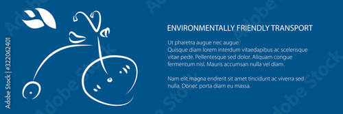 Banner of environmentally friendly transport , eco bicycle, bike on a trendy blue background, vector illustration