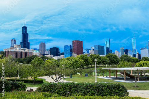 Panoramic View to the Daily life of the Chicago City Center, USA