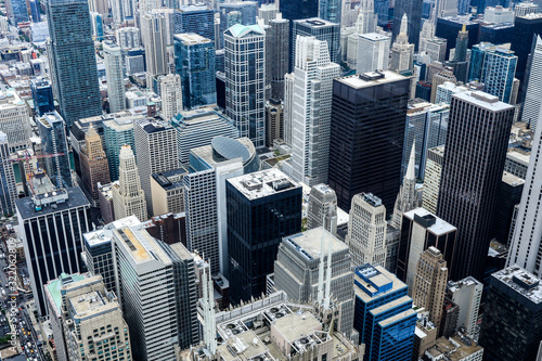 Canvas Print Panoramic View to the Business Building Roofs, Chicago, USA