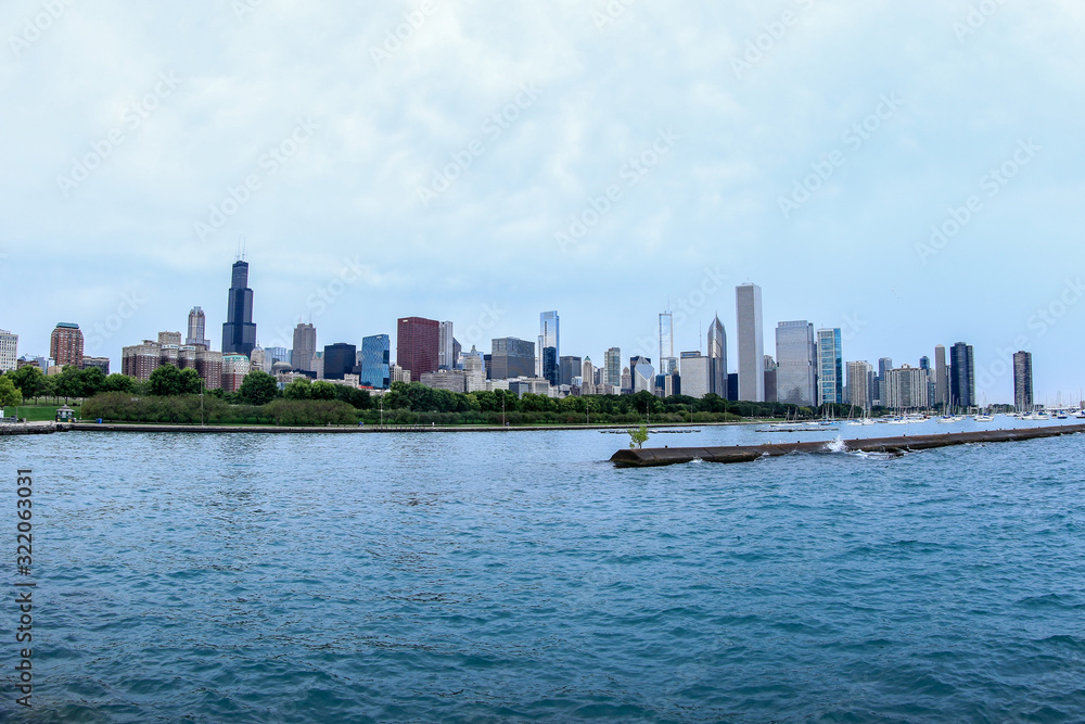 Panoramic View to the Daily life of the Chicago City Center, USA