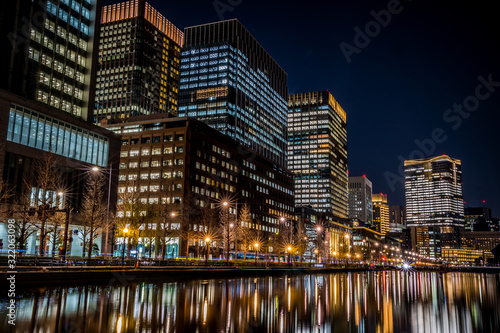                                                             Tokyo Station Night View skyscraper marunouchi hibiya  