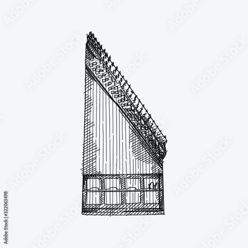 Hand-drawn sketch of National Azerbaijan Musical Instrument called Qanun or Kanun