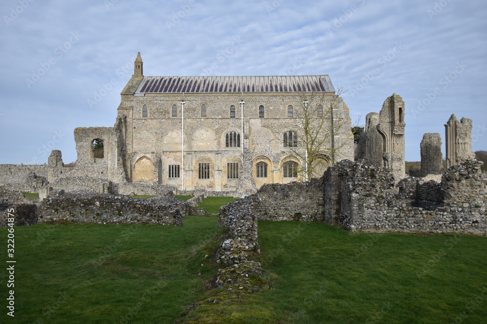 Binham Priory: the ruins of a Benedictine priory in Norfolk, England, UK