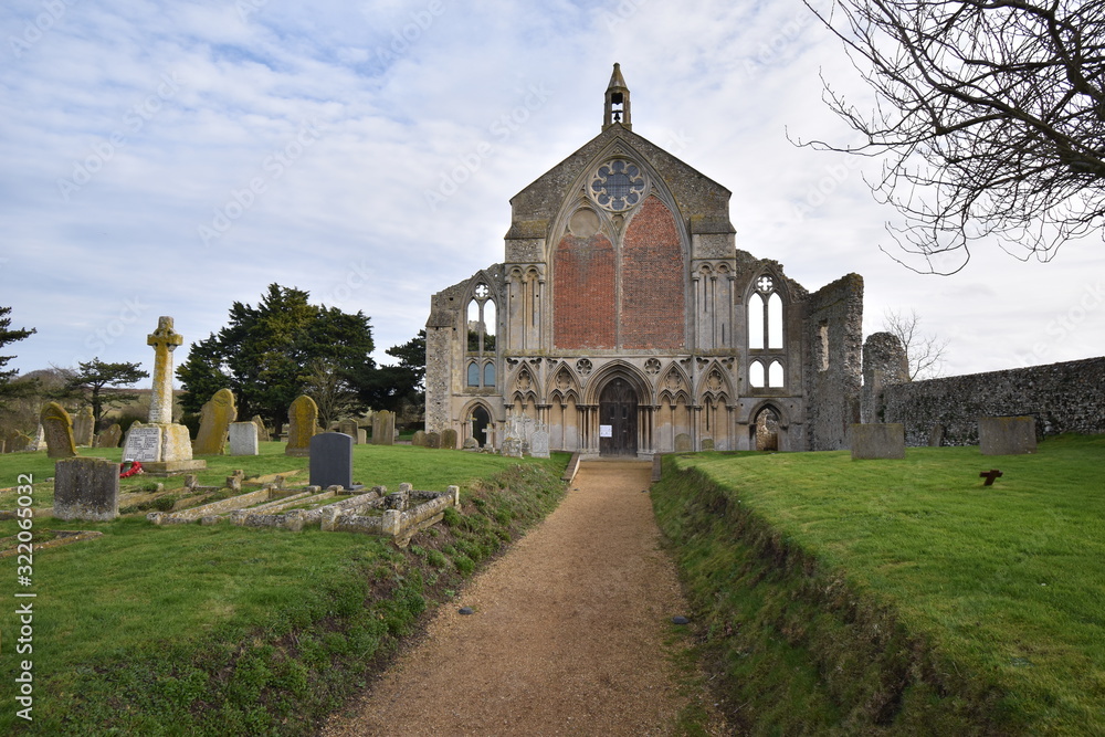 Naklejka premium Church of St. Mary and the Holy Cross: located amongst the ruins of Binham Priorty in Norfolk, England, UK