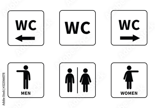 Set of WC sign Icon Vector Illustration on the white background. Vector man & woman icons. Different toilet symbol	