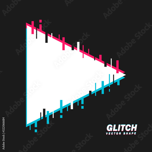 Glitched Triangle Shape. Distorted Glitch Style Modern Background. Glow Design for Graphic Design - Banner, Poster, Flyer, Brochure, Card. Vector Illustration