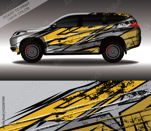 Car wrap decal design vector, custom livery race rally car vehicle sticker and tinting.