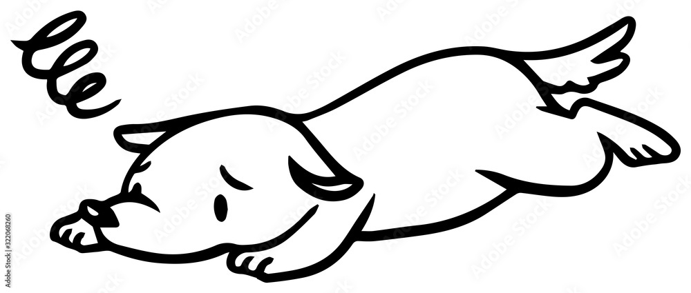 倒れたイヌのイラスト_困り顔 倒れたイヌのイラスト_困り顔