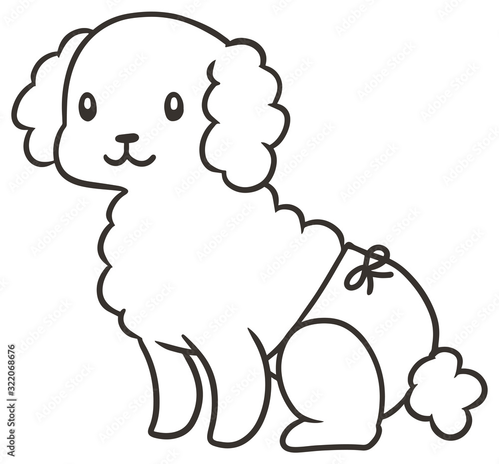 Obraz premium パンツをはいたトイプードルのイラスト