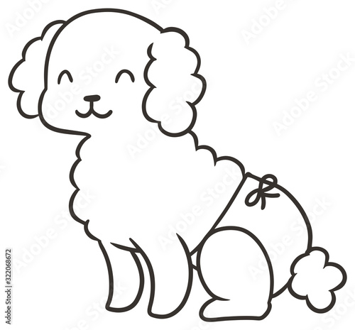 パンツをはいたトイプードルのイラスト_笑顔