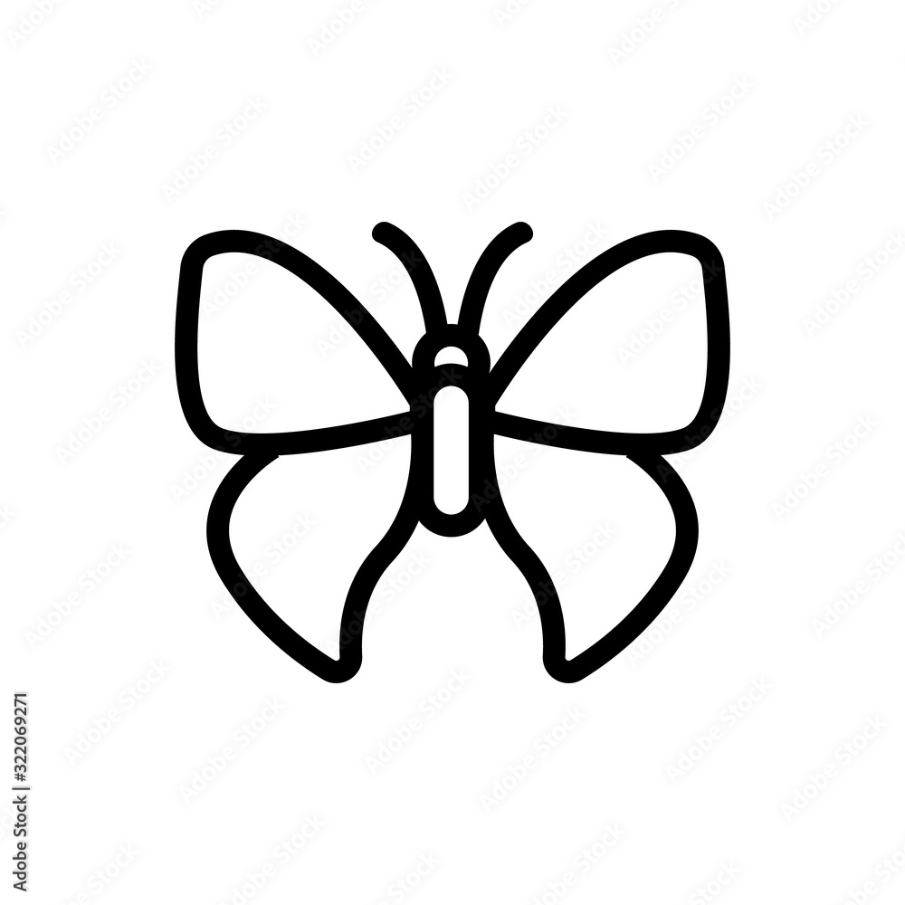 Butterfly icon vector. Thin line sign. Isolated contour symbol illustration Butterfly icon vector. Thin line sign. Isolated contour symbol illustration