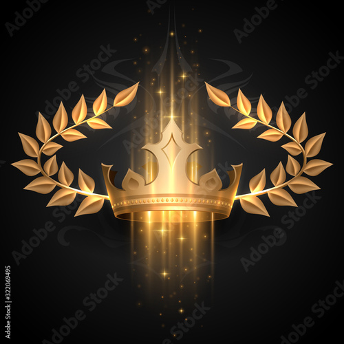 Gold crown with wreath and light