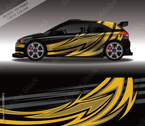 Car wrap decal design vector, custom livery race rally car vehicle sticker and tinting.