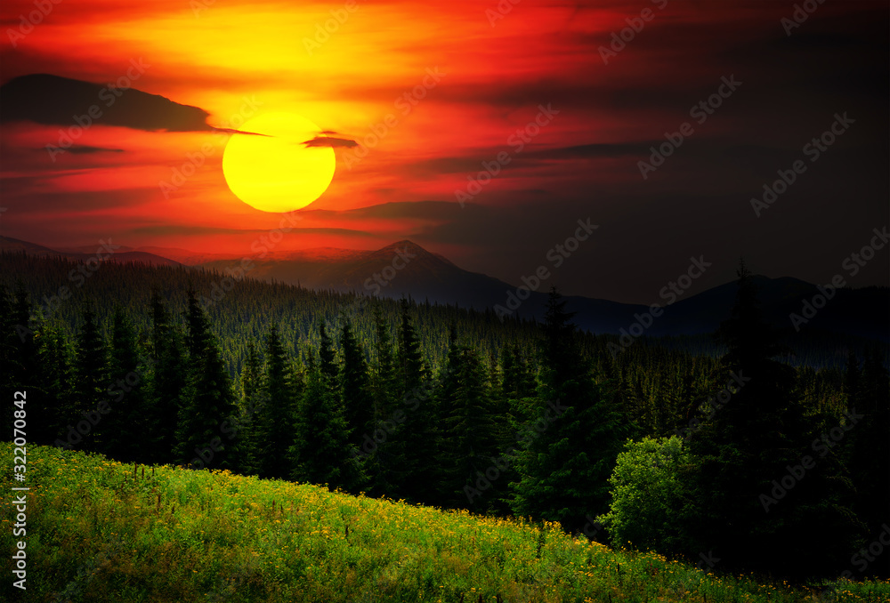 Obraz premium Mysterious mountain landscape.