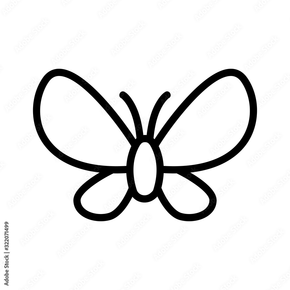 Butterfly icon vector. Thin line sign. Isolated contour symbol illustration Butterfly icon vector. Thin line sign. Isolated contour symbol illustration