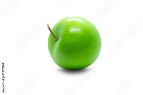 Green apple fruit Placed on a white background