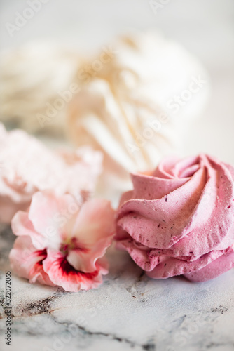 Wallpaper Mural Beautiful delicious dessert. Zephyr in the shape of flowers roses. Torontodigital.ca