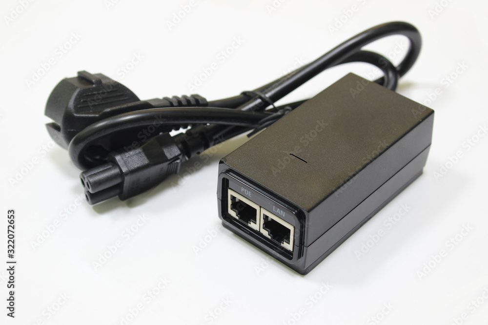 PoE adapter. Device for power supply over ethernet. WiFi or IP-camera power source. PoE adapter. Device for power supply over ethernet. WiFi or IP-camera power source.