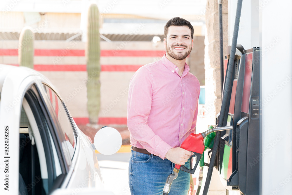 Confident Man At Gas Station Confident Man At Gas Station