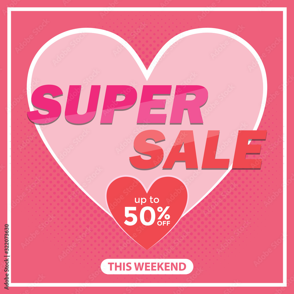 Super sale banner with pink background Super sale banner with pink background