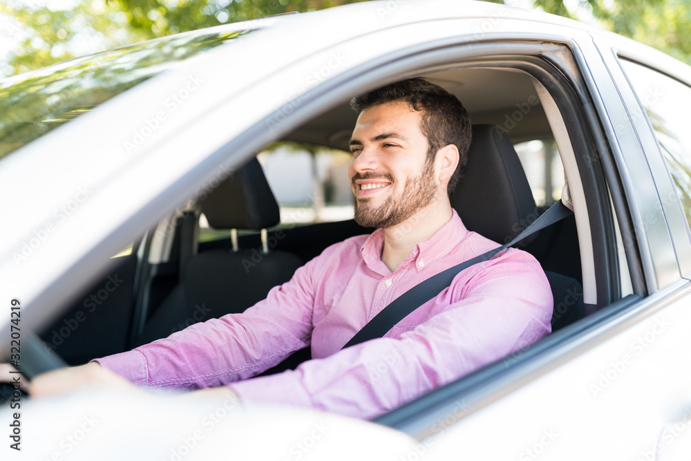 Smiling Man Enjoying Car Ride Smiling Man Enjoying Car Ride