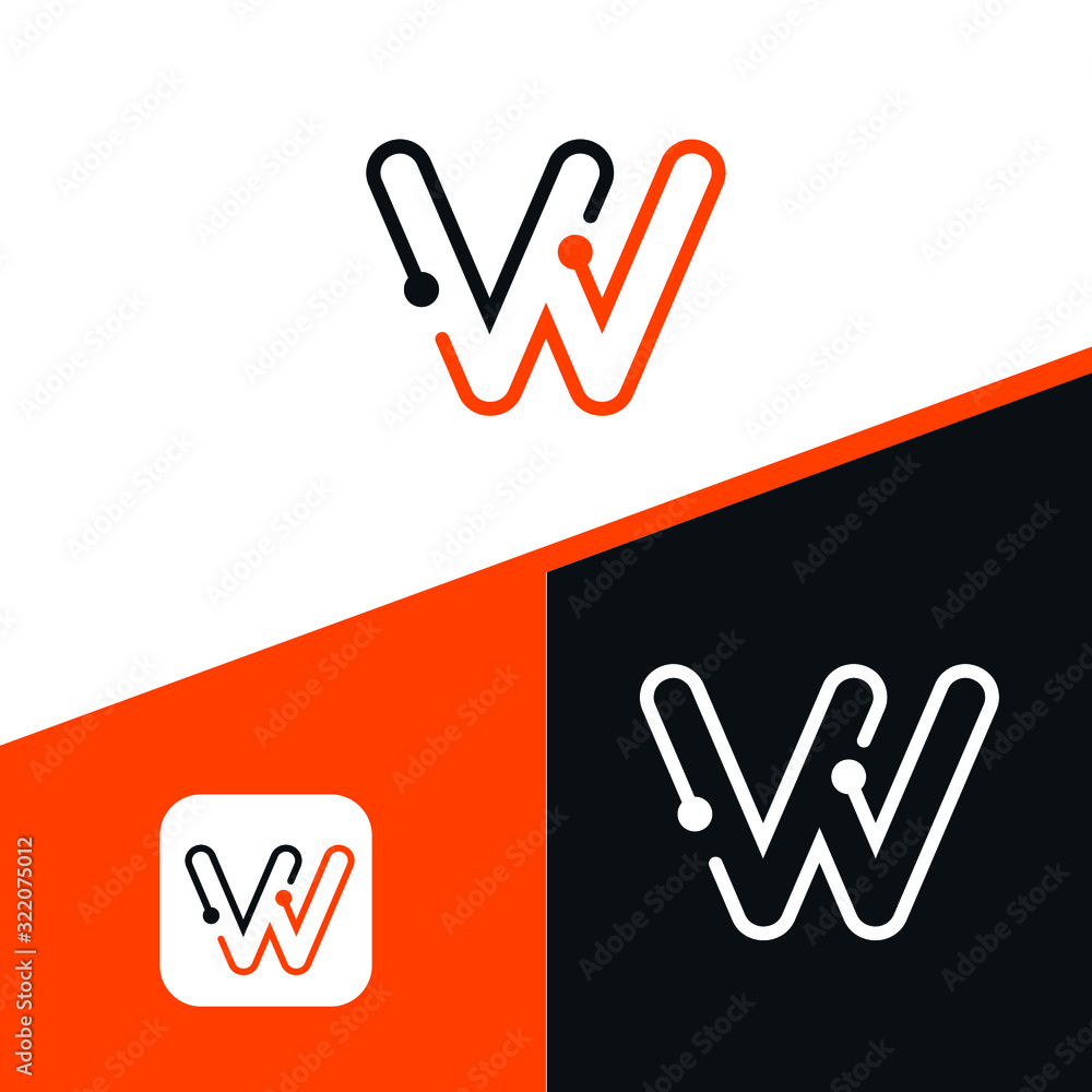 Letter W logo Design,Technology and digital dot connection logo vector Letter W logo Design,Technology and digital dot connection logo vector