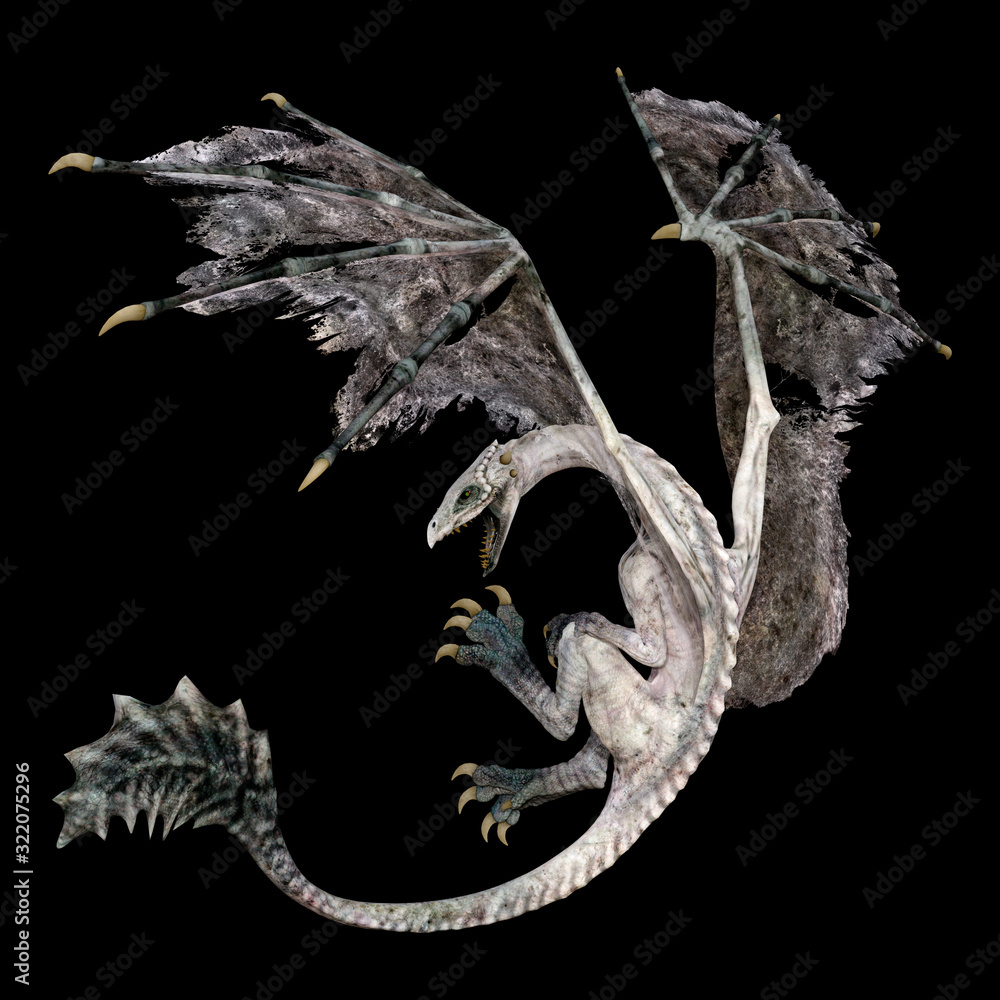 3D Rendering Fairy Tale Dragon on Black 3D Rendering Fairy Tale Dragon on Black
