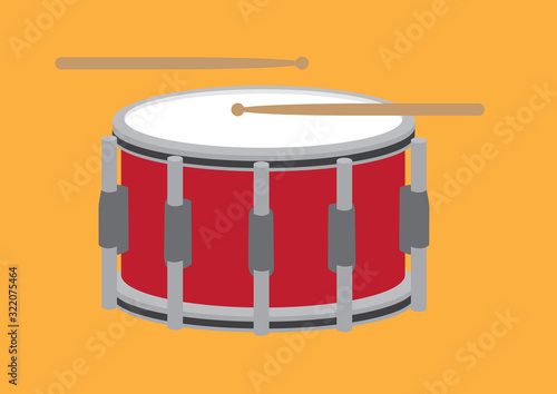 Drum and Drum Sticks Cartoon Vector Illustration
