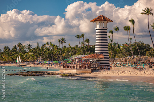 View of Dominicus beach near Bayhaibe with the lighthouse 7 photo