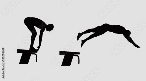 Silhouette Of Man Sport Swimmer Swimming