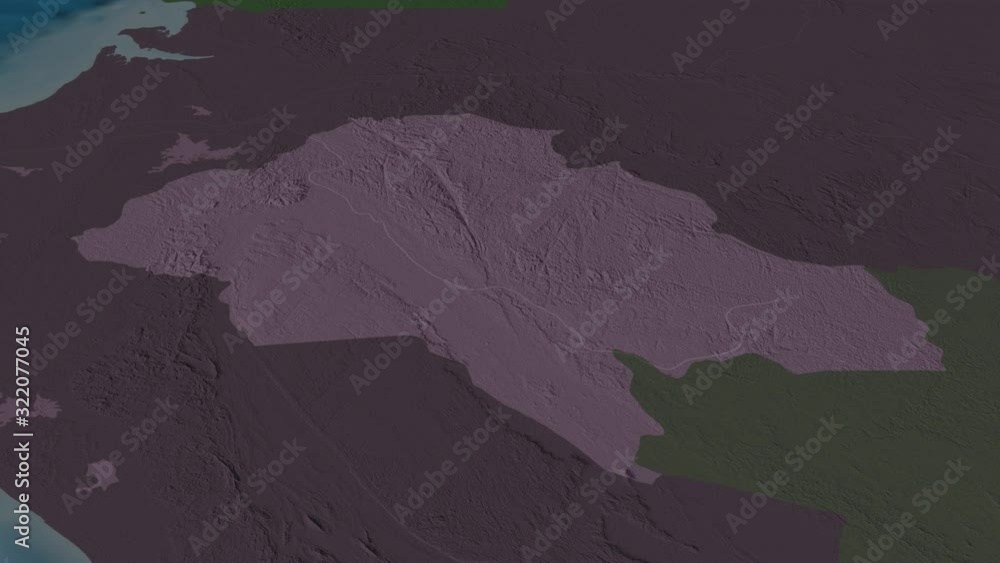 Ngounié, province with its capital, zoomed and extruded on the administrative map of Gabon in the conformal Stereographic projection. Animation 3D Ngounié, province with its capital, zoomed and extruded on the administrative map of Gabon in the conformal Stereographic projection. Animation 3D