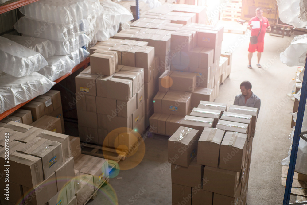 Blurred warehouse storage background. Blurred warehouse storage background.