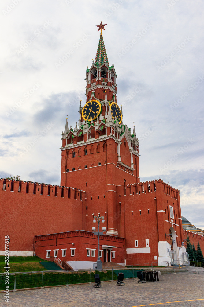 Spasskaya tower of Kremlin on Red Square in Moscow, Russia Spasskaya tower of Kremlin on Red Square in Moscow, Russia