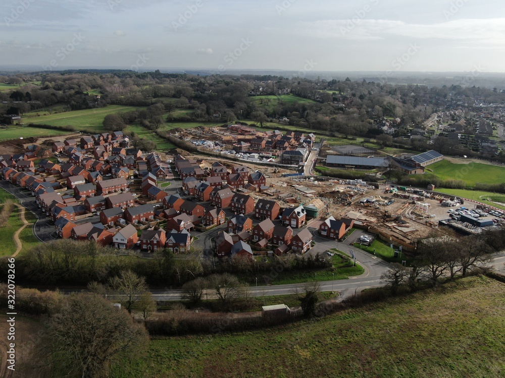 new housing being built on the edge of the countryside, Wimborne