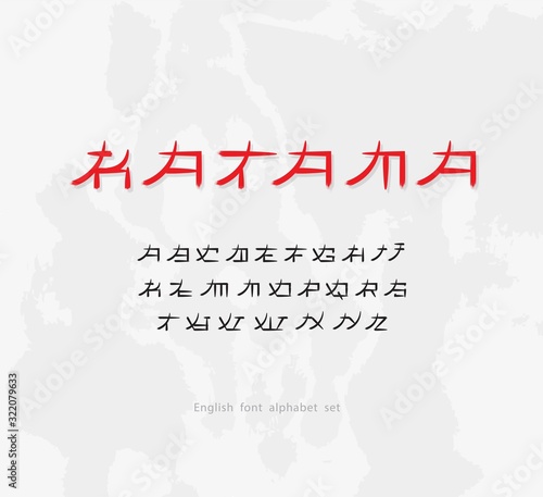 Japan font alphabet set Asian character style Japanese