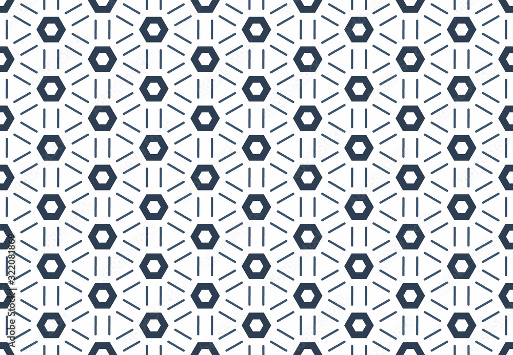 Fototapeta premium Seamless geometric pattern design illustration. Background texture. In blue, white colors.