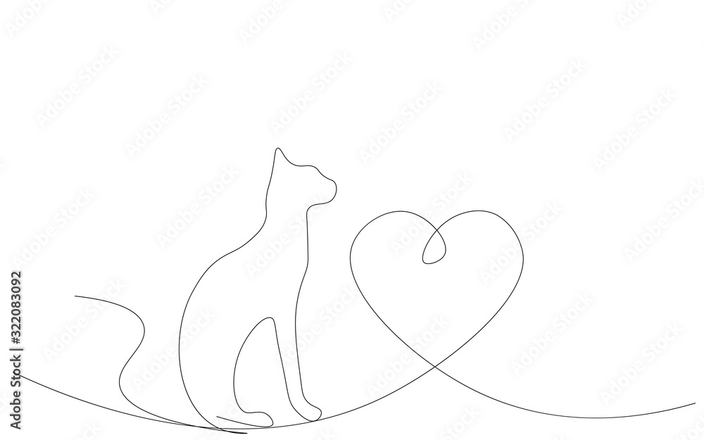 Cat heart love background vector illustration Cat heart love background vector illustration