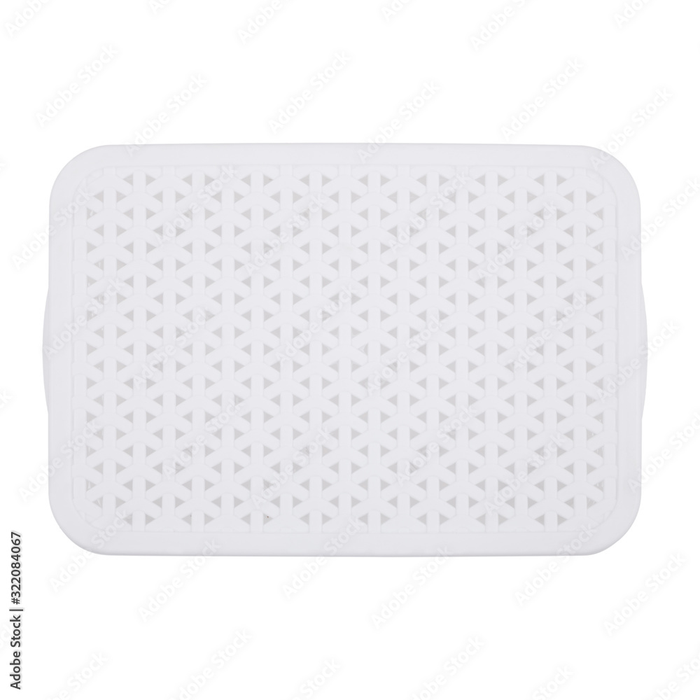 White artificial rattan wicker basket with lid top view isolated on a white background White artificial rattan wicker basket with lid top view isolated on a white background