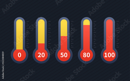 Thermometers collection - set of flat design style objects
