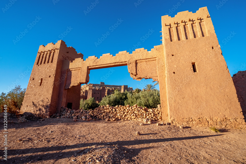 Historic entrance to clay town Ait Ben Haddou, Morocco