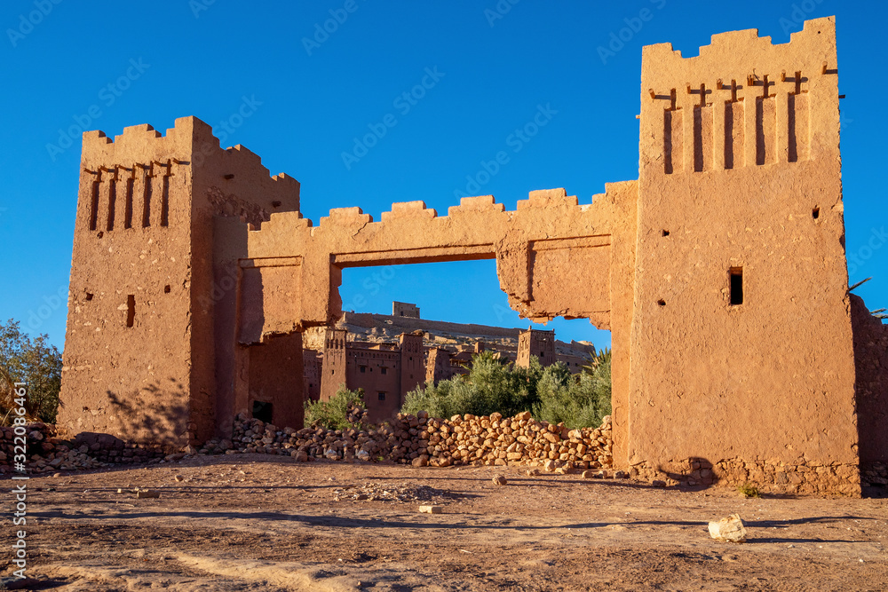 Historic entrance to clay town Ait Ben Haddou, Morocco