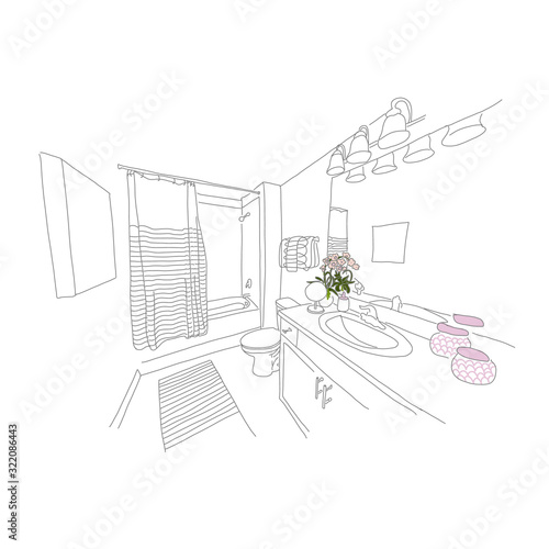 Beautiful interior large bathroom and toilet.