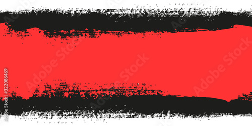 Coral strip paint .Roller brushes with colors paint for text .Horizontal banner template for advertising - Vector	.
