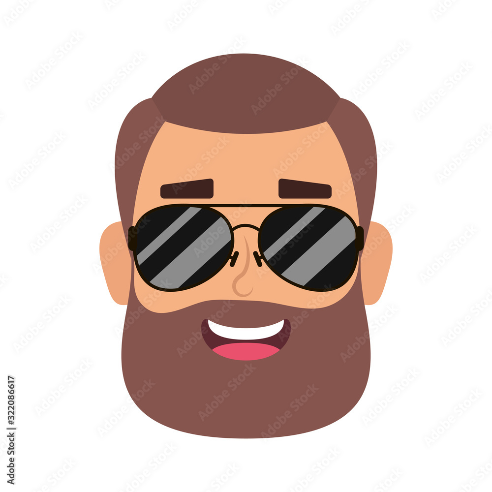 young man head with beard and sunglasses