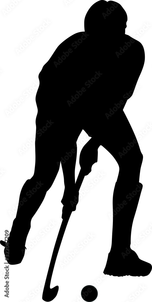 Silhouette of field hockey player with a hockey stick Silhouette of field hockey player with a hockey stick