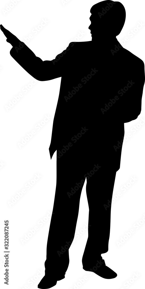 Vector silhouette of a man in a suit that stands